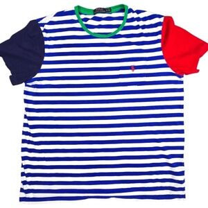 Polo Ralph Lauren Shirt Mens XL Blue Classic Fit Striped Colorful Summer Casual